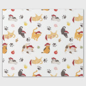 Cute Holiday Cat Pattern Cadeaupapier (Vlak)