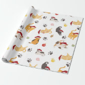Cute Holiday Cat Pattern Cadeaupapier (Uitgerold)
