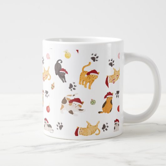 Cute Holiday Cat Pattern Grote Koffiekop (Rechts)