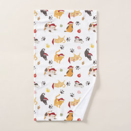 Cute Holiday Cat Pattern Handdoek