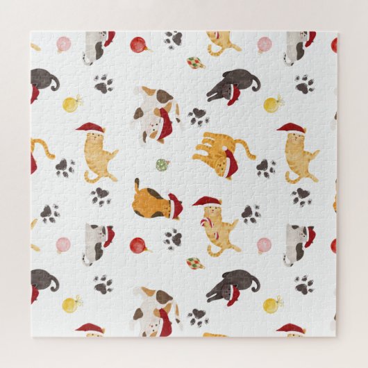 Cute Holiday Cat Pattern Legpuzzel (Horizontaal)
