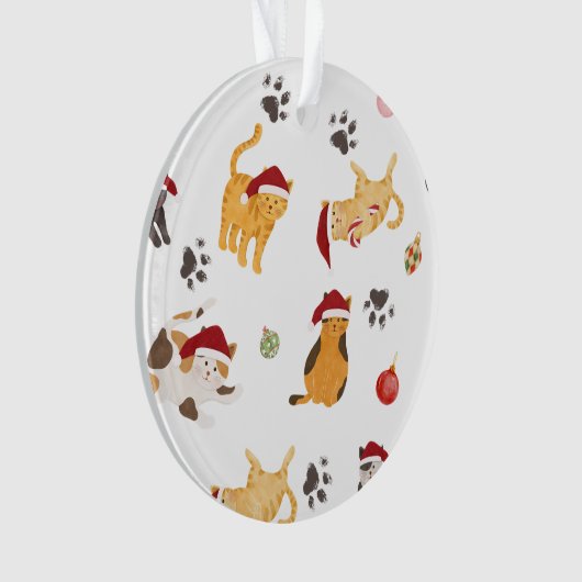 Cute Holiday Cat Pattern Ornament (voorkant)