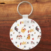 Cute Holiday Cat Pattern Sleutelhanger (Achterkant)