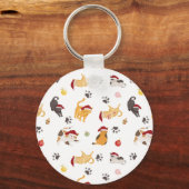 Cute Holiday Cat Pattern Sleutelhanger (Voorkant)