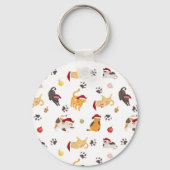 Cute Holiday Cat Pattern Sleutelhanger (Achterkant)