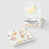 Cute Holiday Cat Pattern Stenen Onderzetter (Zijkant)