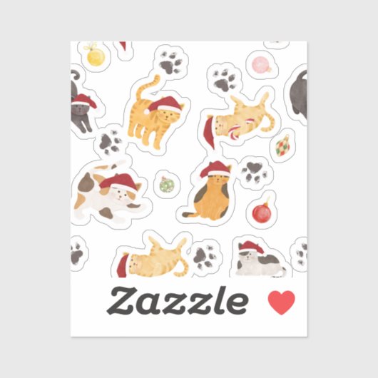 Cute Holiday Cat Pattern Sticker (Vel)