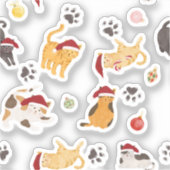 Cute Holiday Cat Pattern Sticker (Voorkant)
