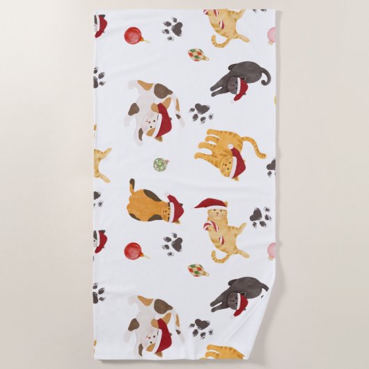 Cute Holiday Cat Pattern Strandlaken (Voorkant)