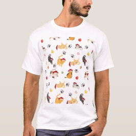 Cute Holiday Cat Pattern T-shirt