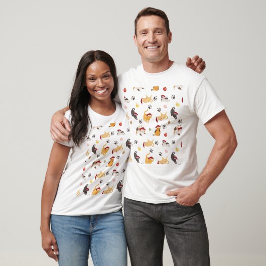 Cute Holiday Cat Pattern T-shirt (Unisex)