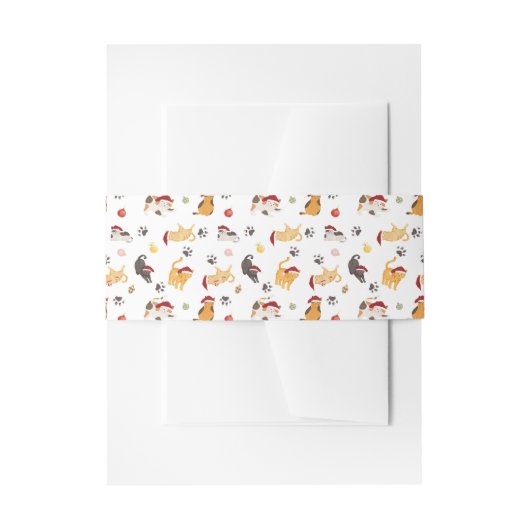 Cute Holiday Cat Pattern Uitnodigingen Wikkel (Voorkant Voorbeeld)