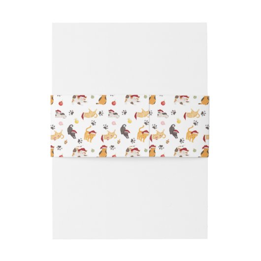 Cute Holiday Cat Pattern Uitnodigingen Wikkel (Achterkant Voorbeeld)