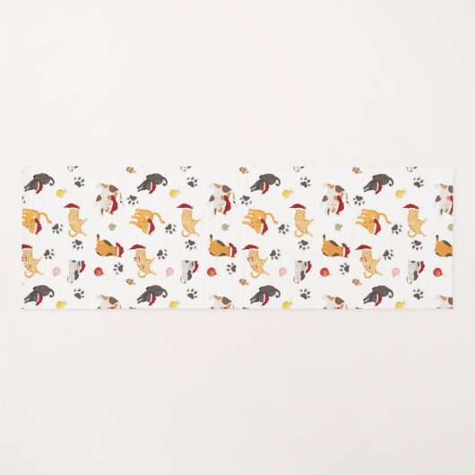Cute Holiday Cat Pattern Yogamat (Voorkant (horizontaal))