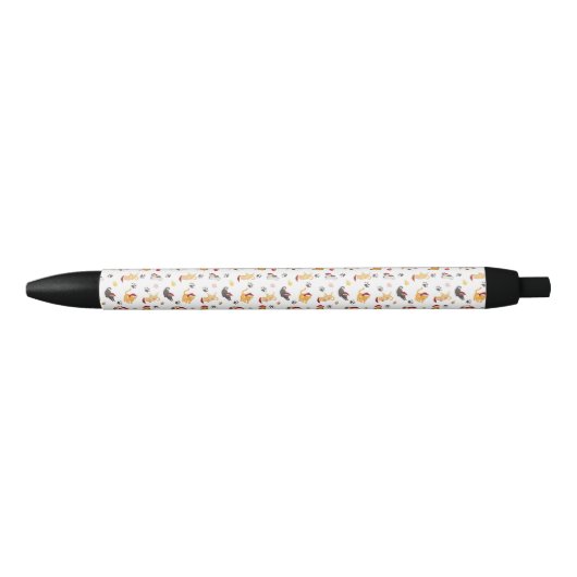 Cute Holiday Cat Pattern Zwarte Inkt Pen (Voorkant)