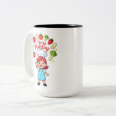 Cute Holiday Chef Mug with Festive Veggies Tweekleurige Koffiemok (Voorkant links)