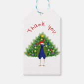 Cute Holiday Christmas Tree Peacock Thank You  Cadeaulabel (Voorkant)