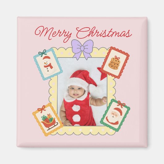 Cute Holiday Collage with Festive Pastel Frames Magneet (Voorkant)