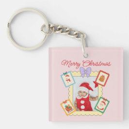Cute Holiday Collage with Festive Pastel Frames Sleutelhanger