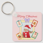 Cute Holiday Collage with Festive Pastel Frames Sleutelhanger (Voorkant)