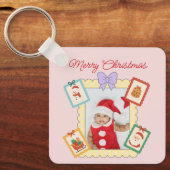 Cute Holiday Collage with Festive Pastel Frames Sleutelhanger (Voorkant)