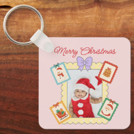 Cute Holiday Collage with Festive Pastel Frames Sleutelhanger
