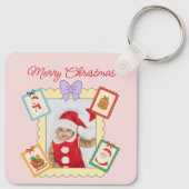 Cute Holiday Collage with Festive Pastel Frames Sleutelhanger (Achterkant)