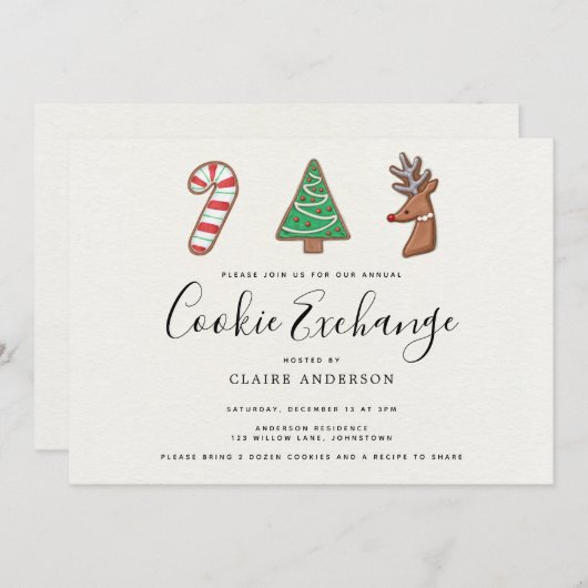Cute Holiday Cookie Exchange Kaart (Voorkant / Achterkant)