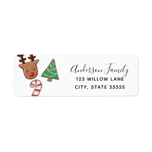 Cute Holiday Cookie Return Address Etiket (Voorkant)