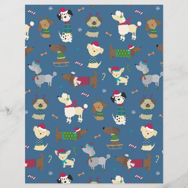 Cute Holiday Doggies Scrapbook Paper (Voorkant)