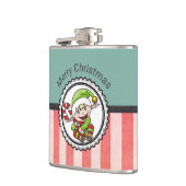 Cute Holiday Elf met Candy Cane Merry Kerstmis Heupfles (Links)