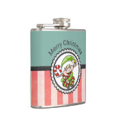 Cute Holiday Elf met Candy Cane Merry Kerstmis Heupfles (Rechts)