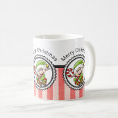 Cute Holiday Elf met Candy Cane Merry Kerstmis Koffiemok (Voorkant rechts)