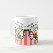 Cute Holiday Elf met Candy Cane Merry Kerstmis Koffiemok (Voorkant links)