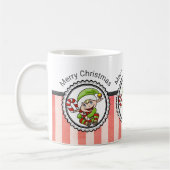 Cute Holiday Elf met Candy Cane Merry Kerstmis Koffiemok (Links)