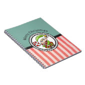 Cute Holiday Elf met Candy Cane Merry Kerstmis Notitieboek (Rechterzijde)