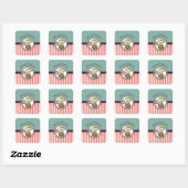 Cute Holiday Elf met Candy Cane Merry Kerstmis Vierkante Sticker (Vel)