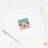 Cute Holiday Elf met Candy Cane Merry Kerstmis Vierkante Sticker (Envelop)