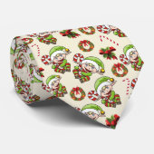 Cute Holiday Elf met decoratieve kerstDesign Stropdas (Opgerold)