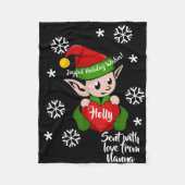 Cute Holiday Elf Personalized Fleece Blanket (Voorkant)