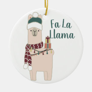 Cute Holiday Fa La Llama-ontwerp Keramisch Ornament