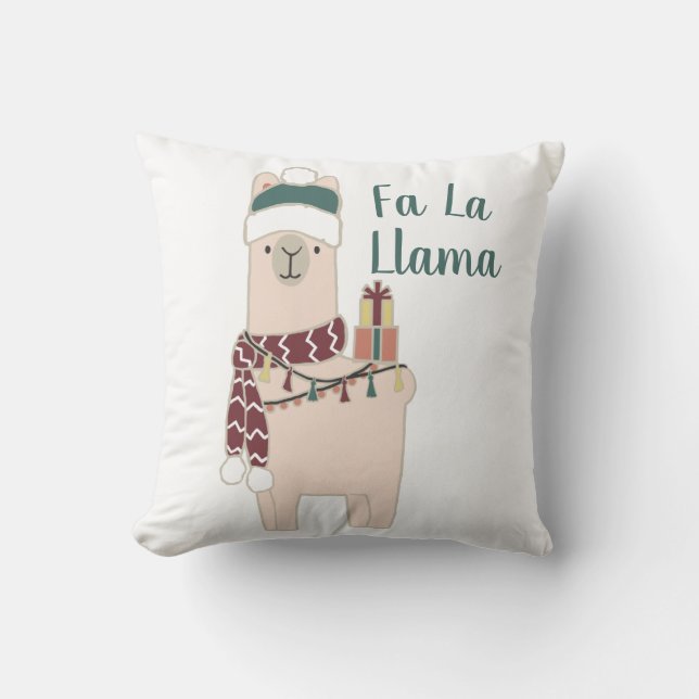 Cute Holiday Fa La Llama-ontwerp Kussen (Voorkant)