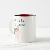 Cute Holiday Fa La llama-ontwerp Tweekleurige Koffiemok (Voorkant links)