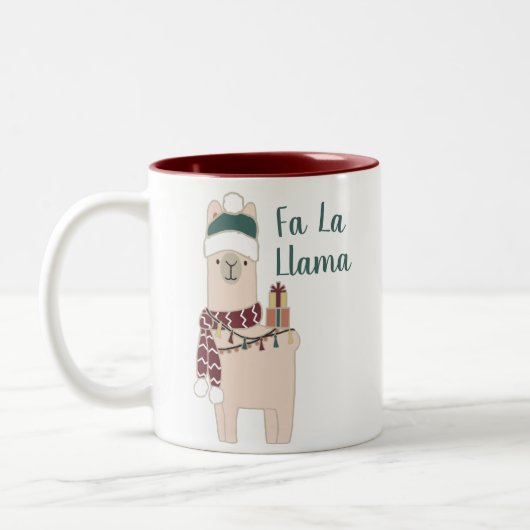 Cute Holiday Fa La llama-ontwerp Tweekleurige Koffiemok (Links)