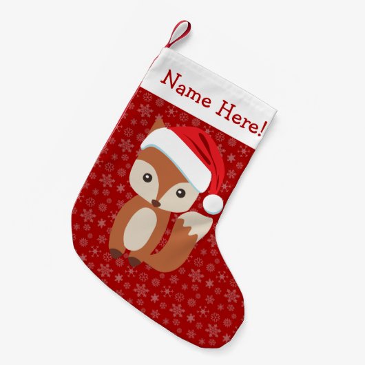 Cute Holiday Fox Persoonlijke Kerstmis Kleine Kerstsok (Voorkant (Hangend))