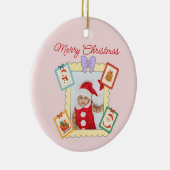Cute Holiday Keepsake with Festive Pastel Frames  Keramisch Ornament (Rechts)