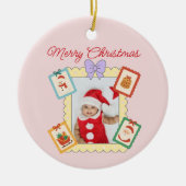 Cute Holiday Keepsake with Festive Pastel Frames  Keramisch Ornament (Voorkant)