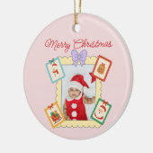 Cute Holiday Keepsake with Festive Pastel Frames  Keramisch Ornament (Links)