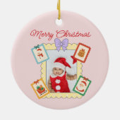 Cute Holiday Keepsake with Festive Pastel Frames  Keramisch Ornament (Achterkant)