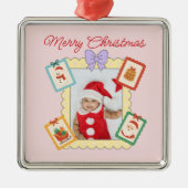 Cute Holiday Keepsake with Festive Pastel Frames  Metalen Ornament (Voorkant)